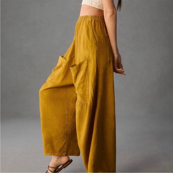 Women's Mustard Wide-Leg Pants - Picture 1 of 8